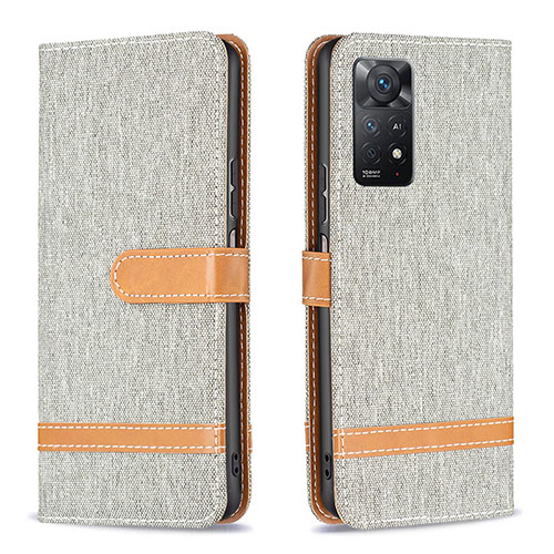 Leather Case Stands Flip Cover Holder B16F for Xiaomi Redmi Note 12 Pro 4G Gray