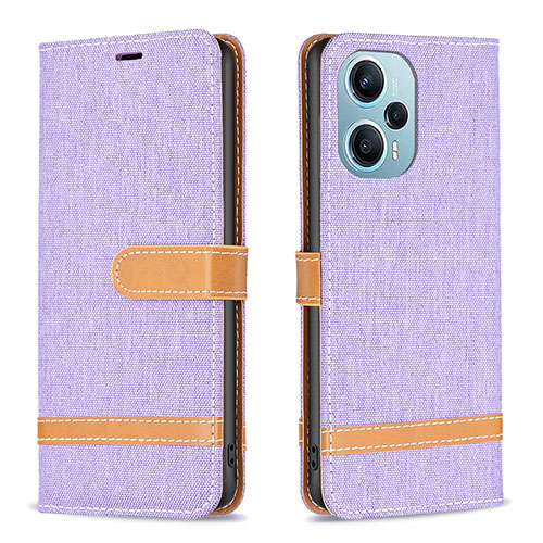 Leather Case Stands Flip Cover Holder B16F for Xiaomi Redmi Note 12 Turbo 5G Clove Purple