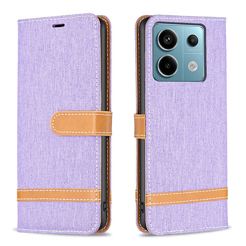 Leather Case Stands Flip Cover Holder B16F for Xiaomi Redmi Note 13 Pro 5G Clove Purple