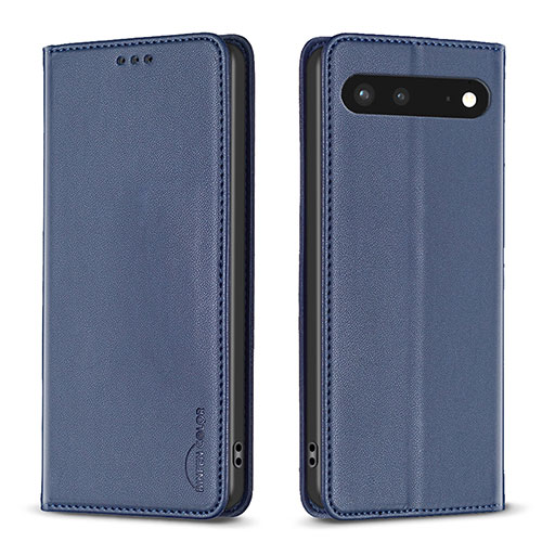 Leather Case Stands Flip Cover Holder B17F for Google Pixel 7 5G Blue