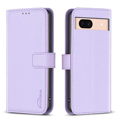 Leather Case Stands Flip Cover Holder B17F for Google Pixel 8a 5G Clove Purple