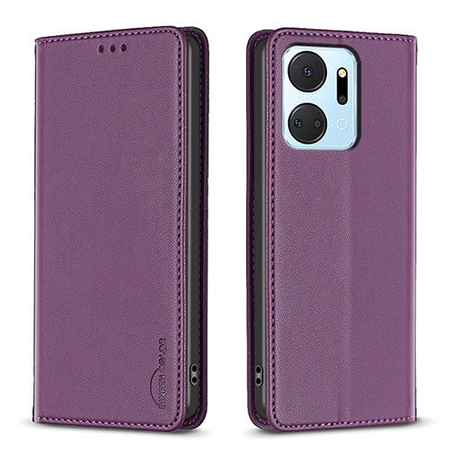 Leather Case Stands Flip Cover Holder B17F for Huawei Honor X7a Purple