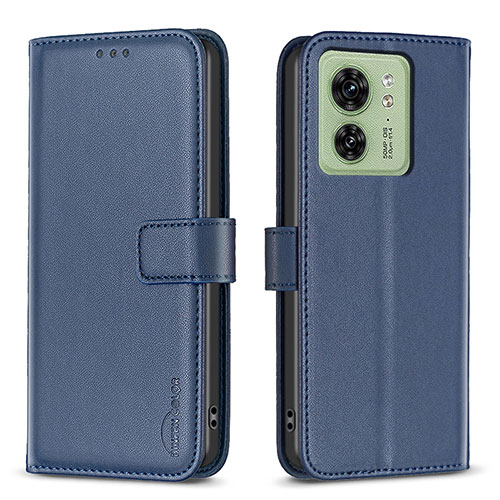 Leather Case Stands Flip Cover Holder B17F for Motorola Moto Edge (2023) 5G Blue