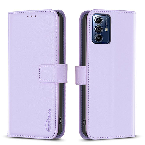 Leather Case Stands Flip Cover Holder B17F for Motorola Moto G Play (2023) Clove Purple