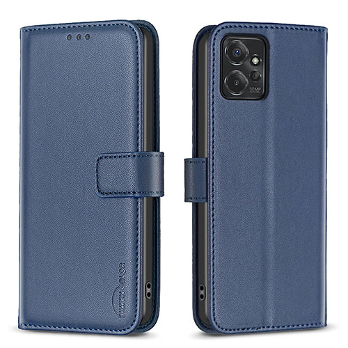 Leather Case Stands Flip Cover Holder B17F for Motorola Moto G Power 5G (2023) Blue