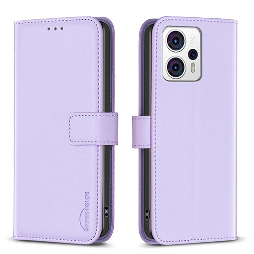 Leather Case Stands Flip Cover Holder B17F for Motorola Moto G13 Clove Purple