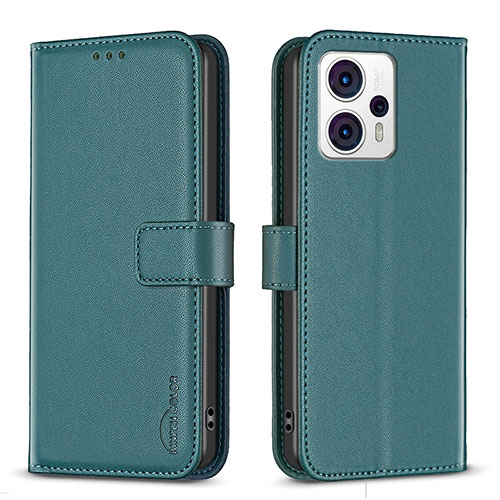 Leather Case Stands Flip Cover Holder B17F for Motorola Moto G23 Green