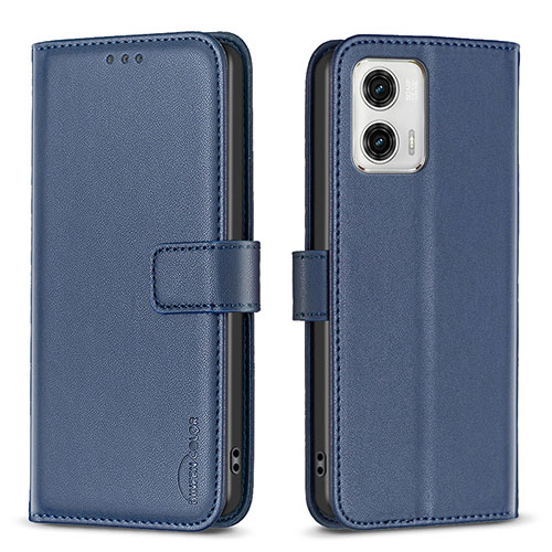 Leather Case Stands Flip Cover Holder B17F for Motorola Moto G73 5G Blue