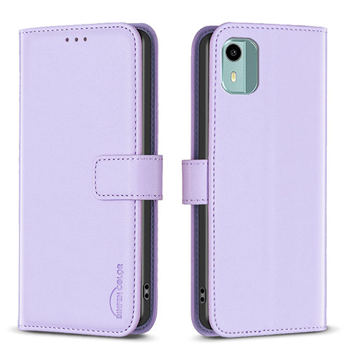 Leather Case Stands Flip Cover Holder B17F for Nokia C12 Clove Purple