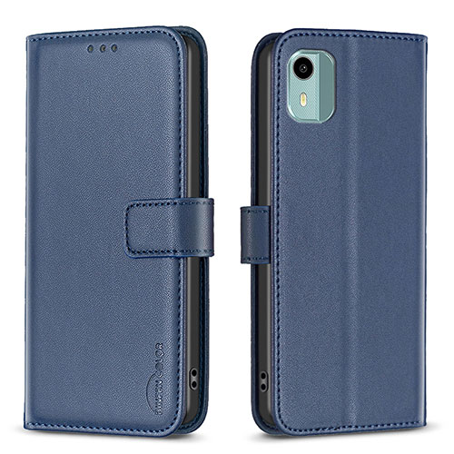 Leather Case Stands Flip Cover Holder B17F for Nokia C12 Plus Blue