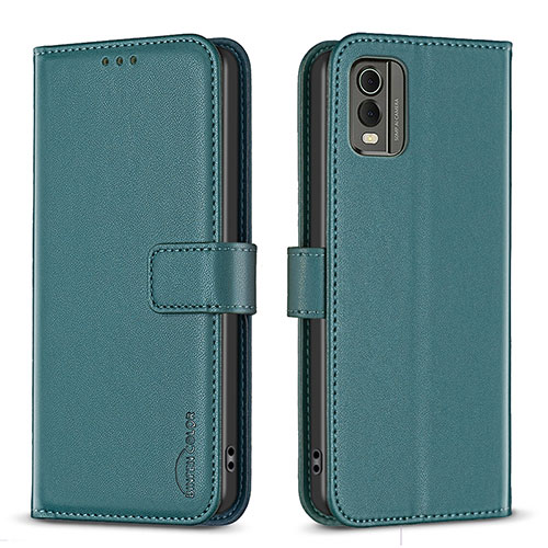 Leather Case Stands Flip Cover Holder B17F for Nokia C210 Green