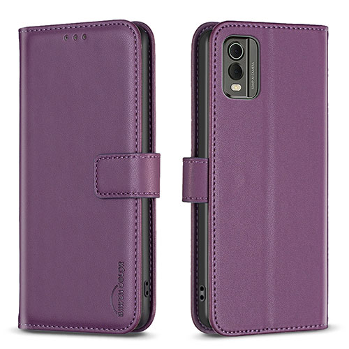 Leather Case Stands Flip Cover Holder B17F for Nokia C210 Purple