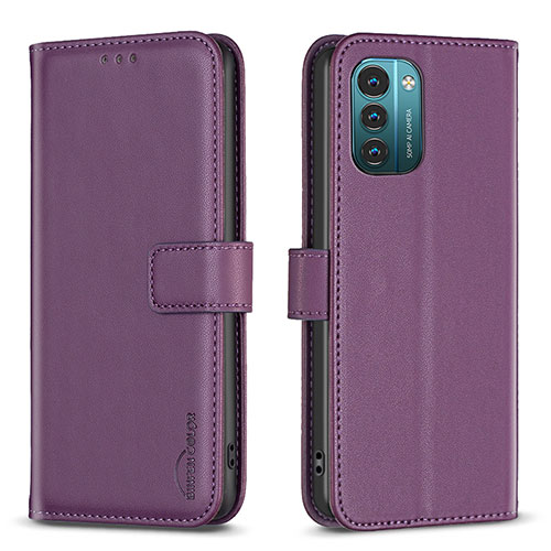 Leather Case Stands Flip Cover Holder B17F for Nokia G11 Purple