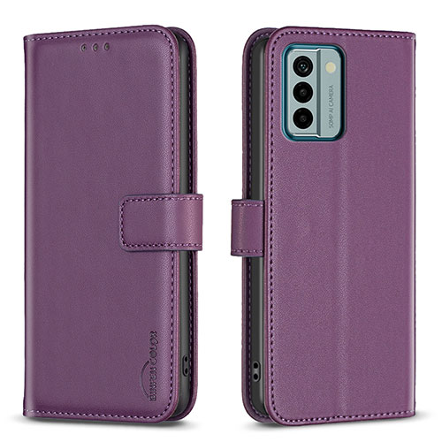 Leather Case Stands Flip Cover Holder B17F for Nokia G22 Purple