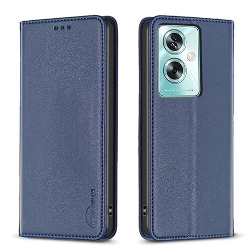 Leather Case Stands Flip Cover Holder B17F for Oppo A2 5G Blue