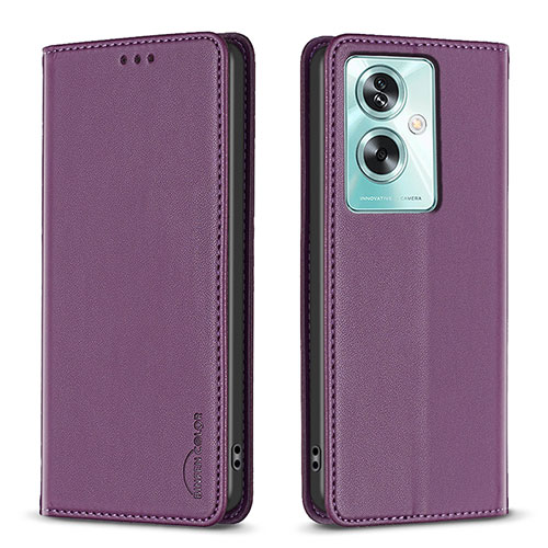 Leather Case Stands Flip Cover Holder B17F for Oppo A2 5G Purple