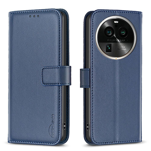 Leather Case Stands Flip Cover Holder B17F for Oppo Find X6 5G Blue