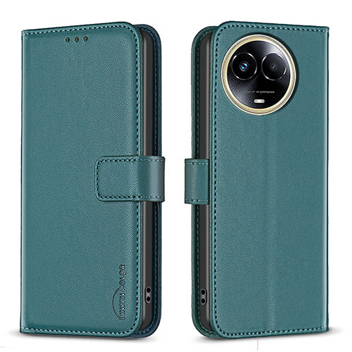 Leather Case Stands Flip Cover Holder B17F for Realme 11 5G Green