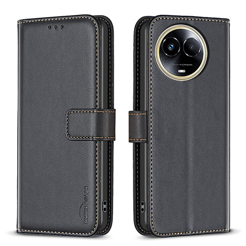 Leather Case Stands Flip Cover Holder B17F for Realme V50 5G Black