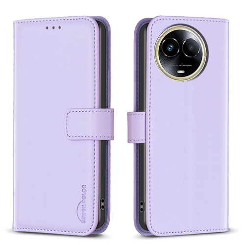 Leather Case Stands Flip Cover Holder B17F for Realme V50s 5G Clove Purple