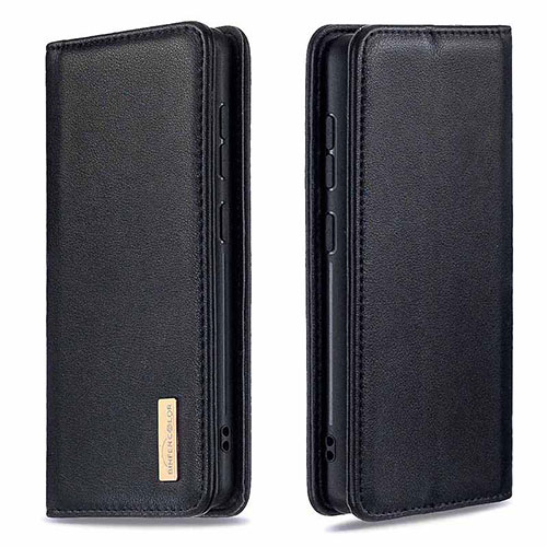 Leather Case Stands Flip Cover Holder B17F for Samsung Galaxy A21 Black