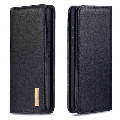 Leather Case Stands Flip Cover Holder B17F for Samsung Galaxy A50S Black