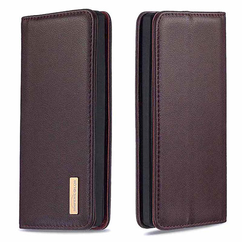 Leather Case Stands Flip Cover Holder B17F for Samsung Galaxy Note 10 Plus 5G Brown