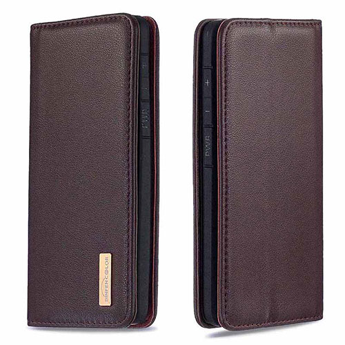 Leather Case Stands Flip Cover Holder B17F for Samsung Galaxy S20 Plus Brown