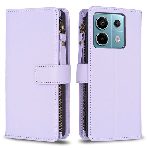 Leather Case Stands Flip Cover Holder B17F for Xiaomi Redmi Note 13 Pro 5G Clove Purple