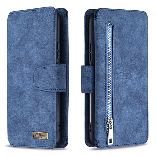 Leather Case Stands Flip Cover Holder B18F for Samsung Galaxy A20 Blue