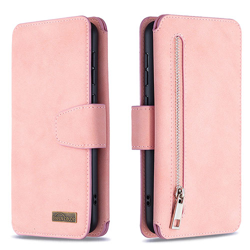 Leather Case Stands Flip Cover Holder B18F for Samsung Galaxy A30S Rose Gold