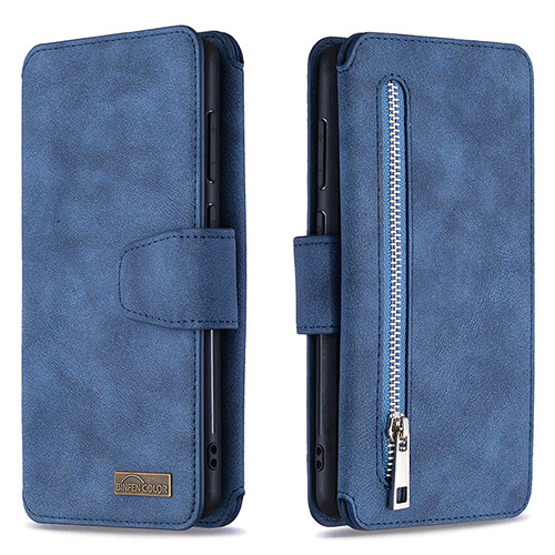 Leather Case Stands Flip Cover Holder B18F for Samsung Galaxy A31 Blue