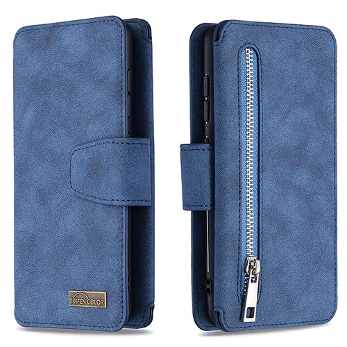 Leather Case Stands Flip Cover Holder B18F for Samsung Galaxy A41 Blue