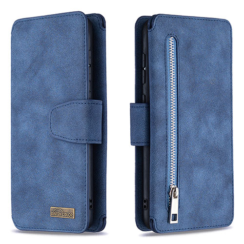 Leather Case Stands Flip Cover Holder B18F for Samsung Galaxy A70 Blue