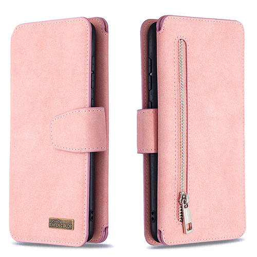 Leather Case Stands Flip Cover Holder B18F for Samsung Galaxy A70S Rose Gold