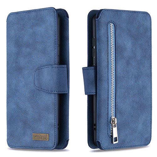 Leather Case Stands Flip Cover Holder B18F for Samsung Galaxy M40S Blue