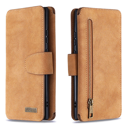 Leather Case Stands Flip Cover Holder B18F for Samsung Galaxy Note 20 Ultra 5G Brown