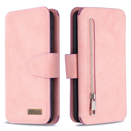 Leather Case Stands Flip Cover Holder B18F for Samsung Galaxy S20 5G Rose Gold