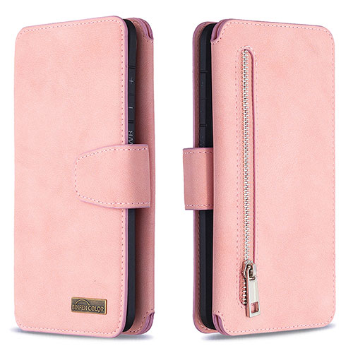 Leather Case Stands Flip Cover Holder B18F for Samsung Galaxy S20 Plus Rose Gold