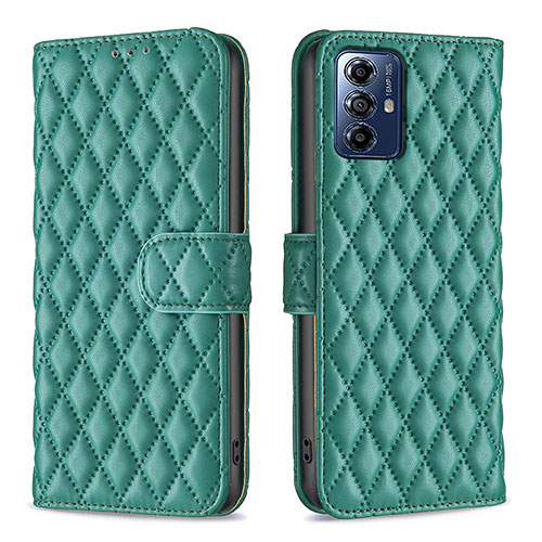 Leather Case Stands Flip Cover Holder B19F for Motorola Moto G Play (2023) Green