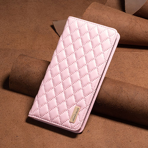 Leather Case Stands Flip Cover Holder B19F for Nokia G21 Rose Gold