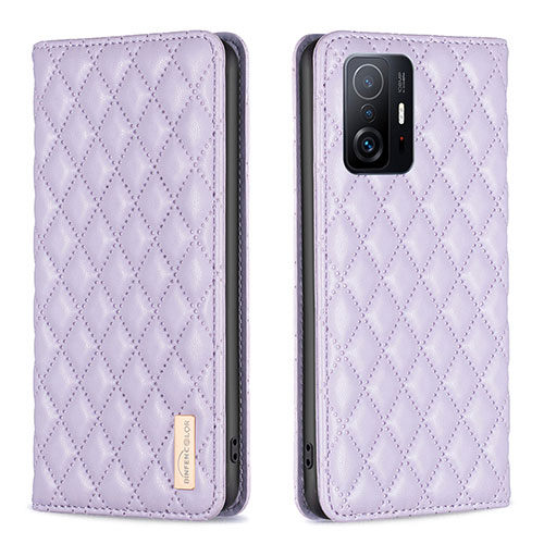 Leather Case Stands Flip Cover Holder B19F for Xiaomi Mi 11T 5G Purple