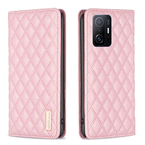 Leather Case Stands Flip Cover Holder B19F for Xiaomi Mi 11T Pro 5G Rose Gold