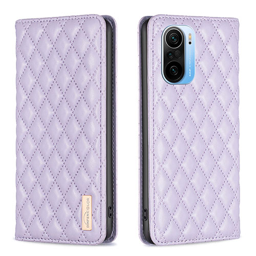 Leather Case Stands Flip Cover Holder B19F for Xiaomi Mi 11X 5G Purple