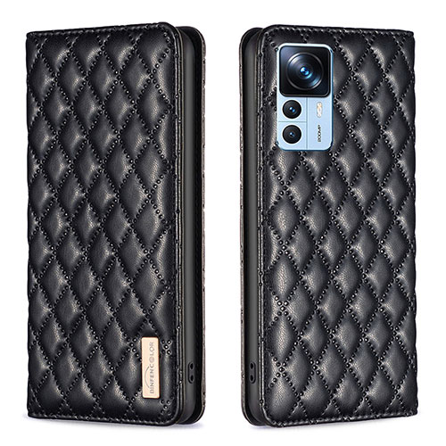 Leather Case Stands Flip Cover Holder B19F for Xiaomi Mi 12T 5G Black