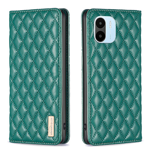 Leather Case Stands Flip Cover Holder B19F for Xiaomi Poco C50 Green