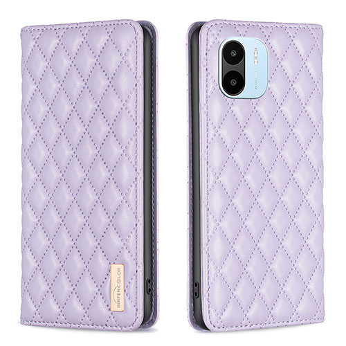 Leather Case Stands Flip Cover Holder B19F for Xiaomi Poco C50 Purple