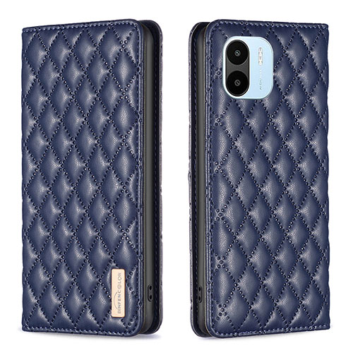 Leather Case Stands Flip Cover Holder B19F for Xiaomi Poco C51 Blue