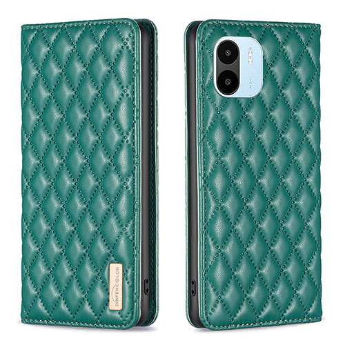 Leather Case Stands Flip Cover Holder B19F for Xiaomi Poco C51 Green