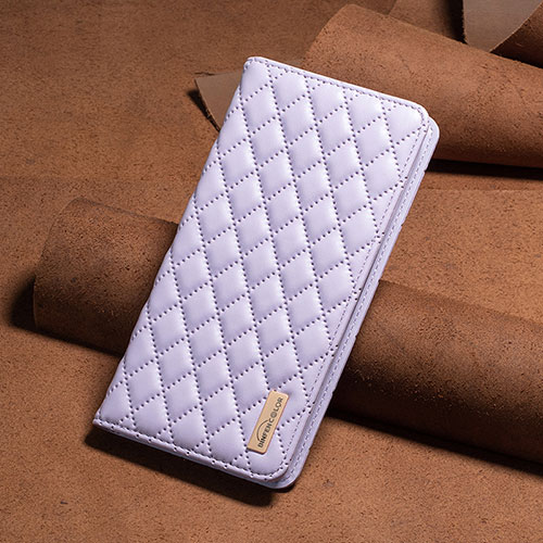 Leather Case Stands Flip Cover Holder B19F for Xiaomi Poco C55 Purple